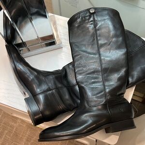 Frye Sleek Black Leather Heeled Boots